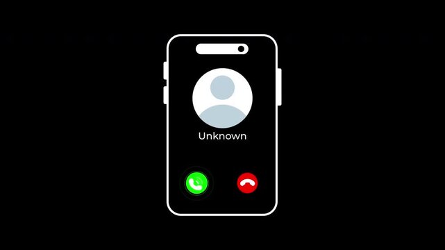 Scammers display incoming calls. Suitable for app promotions, website designs, and tech presentations. Captures smartphone caller identification icon in a simple and greenred circular design.