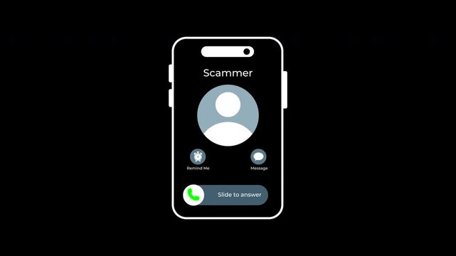 Scammers display incoming calls alerting incoming scam call with user profile icon. Suitable for cybersecurity concepts in blog posts or social media.
