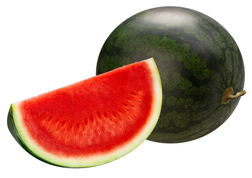 Black Watermelon isolated on white background, Giant Seedless Watermelon isolated on white png file.