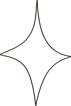 Cute hand drawn sparkle twinkle star black line icon minimalist cartoon decoration element