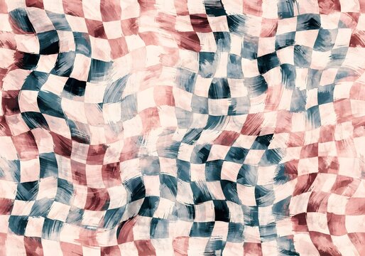 Abstract checkered pattern in watercolor with a fluid motion effect and soft diffused lighting for creative backgrounds