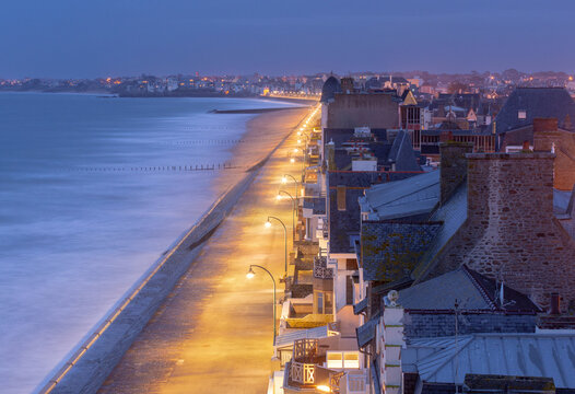 Evening Seaside Promenade and Waterfront in Saint Malo Brittany France