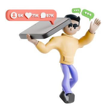 Content Sharing Character 3D Illustration
