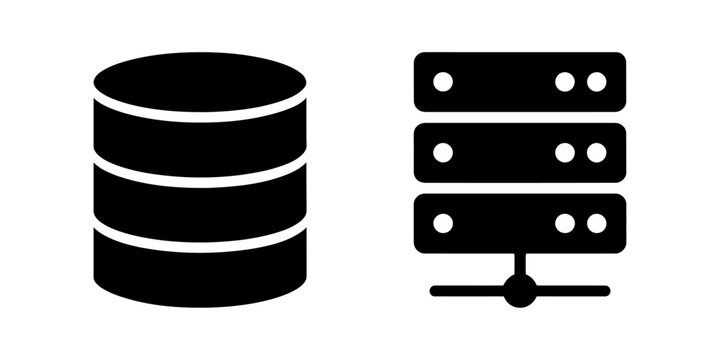 Modern database and server rack illustration icon set