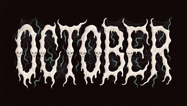 October text in creepy spectre white style