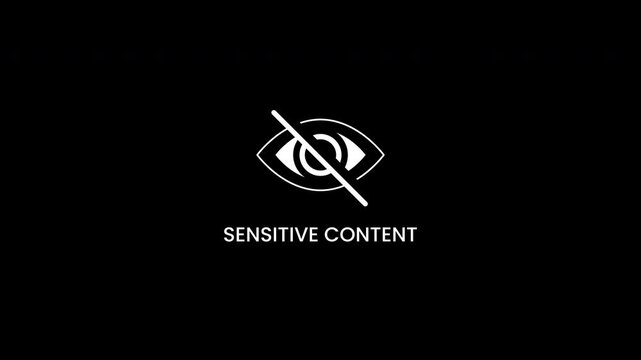 Sensitive content warning. Suitable for web and print designs. Eyecatching warning message alert graphic for digital content, presentations, branding, and safetyrelated materials.