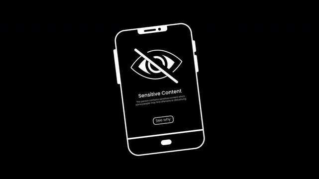 Sensitive content warning. Suitable for digital designs needing a sensitive content warning icon for smartphones. Ideal for websites, apps, and social media interfaces.