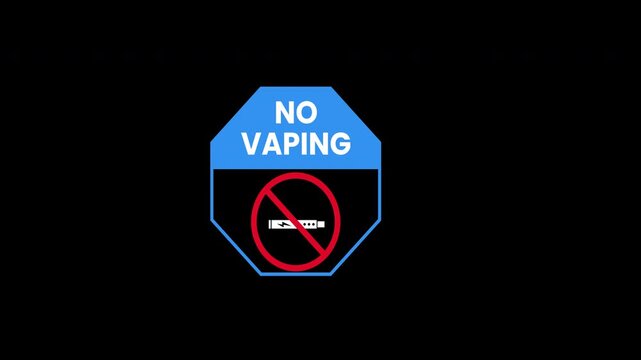 No smoking sign sign with white text prohibiting vaping, featuring a red circle crossed out cigarette icon. Suitable for antismoking campaigns.