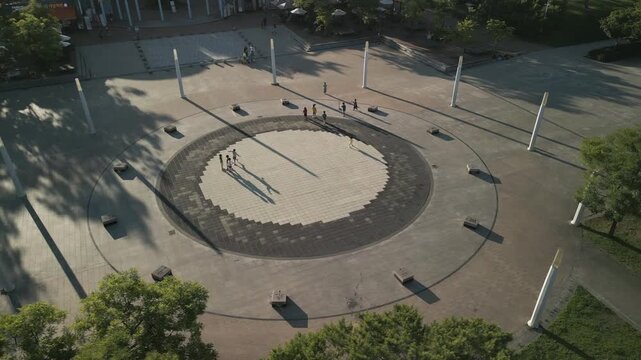 4K Drone of Children Playing at Seoul World Cup Park