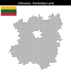 Obraz premium Map of Lithuania region Panevėžys-Land in medium size square dots