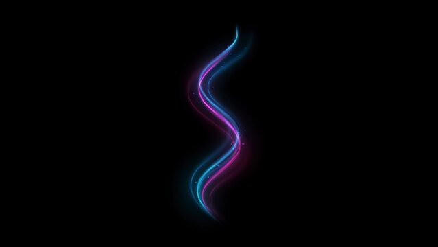 Neon light trail with s-curve glow on black background