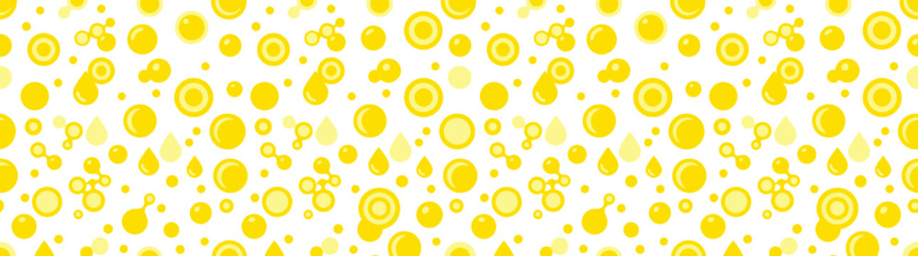 Abstract Yellow Circles and Molecules Seamless Pattern