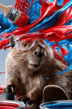 Hardworking Beaver Creates Sculpture With Paint