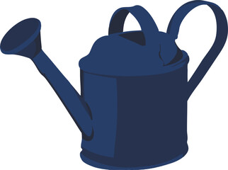 a dark blue metal watering can isolated on a transparent background. Ideal for gardening themes, plant maintenance, home landscaping, and agricultural design resources. © RN Art