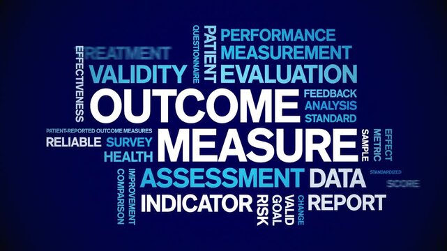 Outcome Measure animated word cloud-text design animation tag kinetic typography seamless loop.