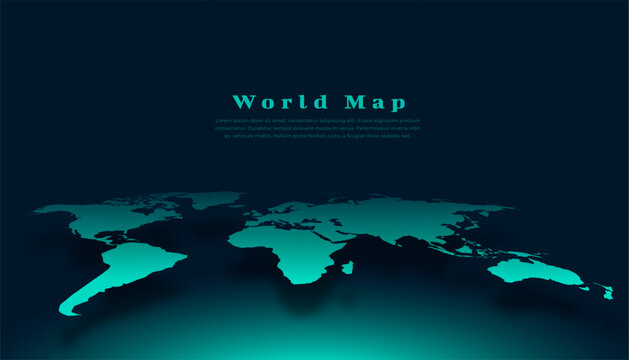 3d world map isolated on green background