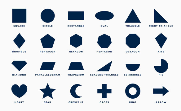 pack of flat geometric basic shapes symbol