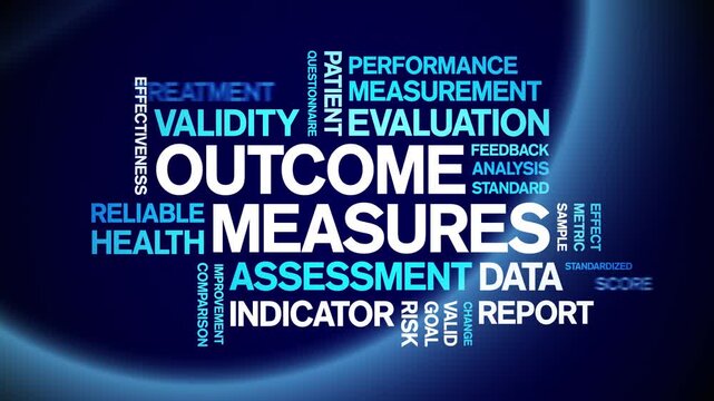 Outcome Measures animated word cloud-text design animation tag kinetic typography seamless loop.