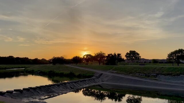 sunset over the river