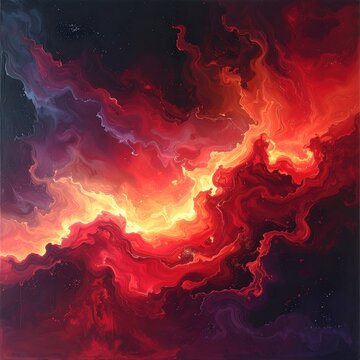 Abstract fiery red and orange nebula cloud background.