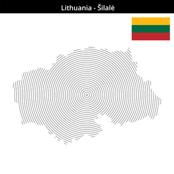 Map of Lithuania region &Scaron;ilalė in concentric small size outlines