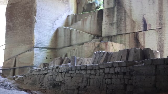 Natural Light Entering the Underground Oya Stone Quarry at Oya History Museum in Tochigi, Japan