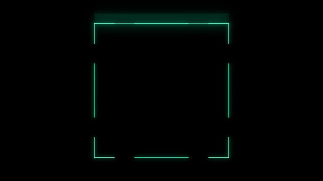 Futuristic Neon HUD Frame Animation with Glowing Cyber Interface, Sci Fi UI Border, Digital Technology Display, Holographic Overlay Background and Loop