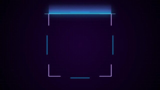 Futuristic Neon HUD Frame Animation with Glowing Cyber Interface, Sci Fi UI Border, Digital Technology Display, Holographic Overlay Background and Loop