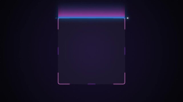 Futuristic Neon HUD Frame Animation with Glowing Cyber Interface, Sci Fi UI Border, Digital Technology Display, Holographic Overlay Background and Loop