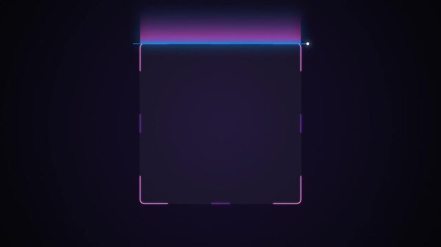 Futuristic Neon HUD Frame Animation with Glowing Cyber Interface, Sci Fi UI Border, Digital Technology Display, Holographic Overlay Background and Loop