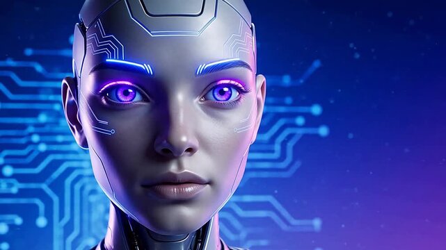 Futuristic female robot head