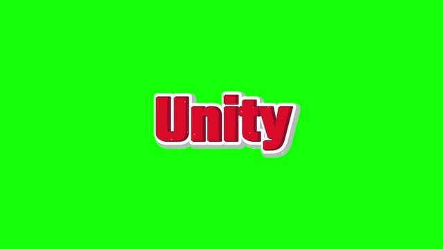 Animated unity text logo with glitch effect on green background