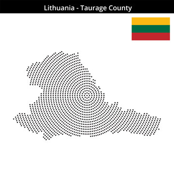 Map of Lithuania region Taurage-County in concentric small dots