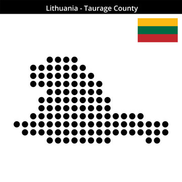 Map of Lithuania region Taurage-County in large size dots