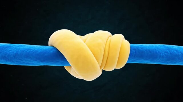 Microscopic View of Molecular Motor Protein Working on DNA Strand.