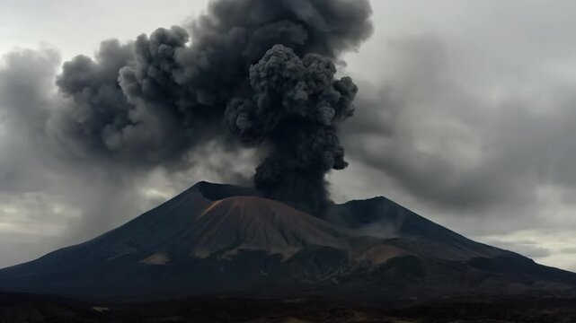 Dramatic Volcano Eruption Spewing Ash and Smoke into the Sky.