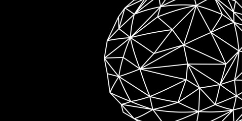 Abstract Low Poly Wireframe Sphere Background with Polygon Mesh and Copy Space © alphabeticmind