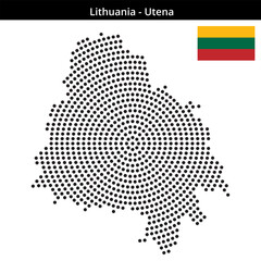 Obraz premium Map of Lithuania region Utena in concentric medium dots