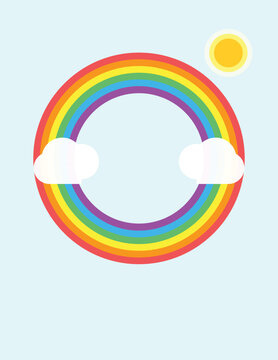 colourful of rainbow sun and cloud vector design