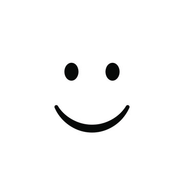 Simple Black Smiley Face Icon on White Background.