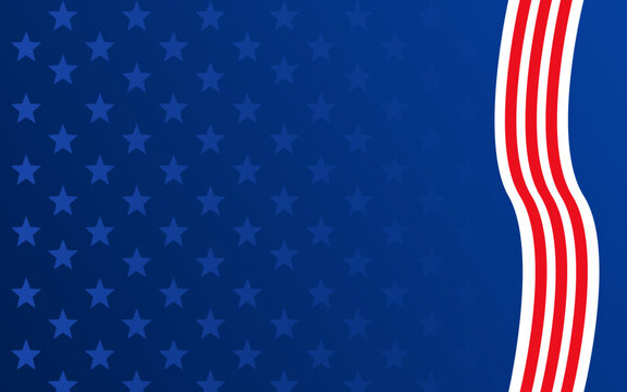 Blue background dark stars pattern with patriotic red white striped wave graphic design. suitable for patriotic themed projects.