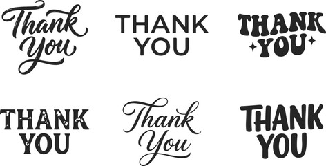 Collection of thank you lettering designs as a versatile typography bundle set for creative graphic design projects © 2h.designer07