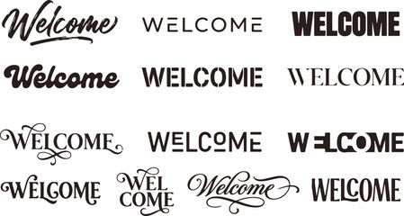 Obraz premium Professional welcome text design collection featuring a versatile typography bundle set for branding and graphic design projects