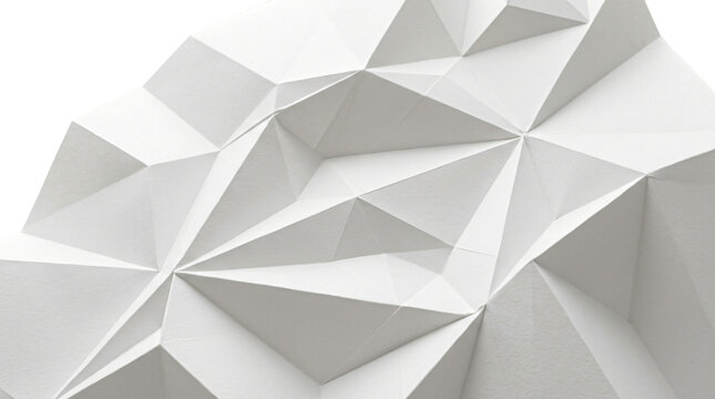 Minimalist white geometric paper texture, abstract low poly 3d background, clean architectural origami pattern for modern design