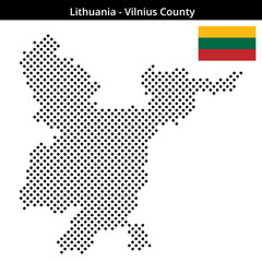 Obraz premium Map of Lithuania region Vilnius-County in medium sized cross shaped dots