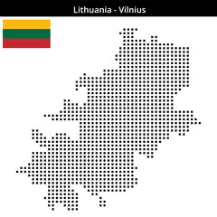 Obraz premium Map of Lithuania region Vilnius in medium size square dots