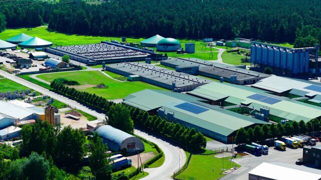 Drone Panorama Of Sustainable Livestock Farm In Ropazi Municipality Latvia