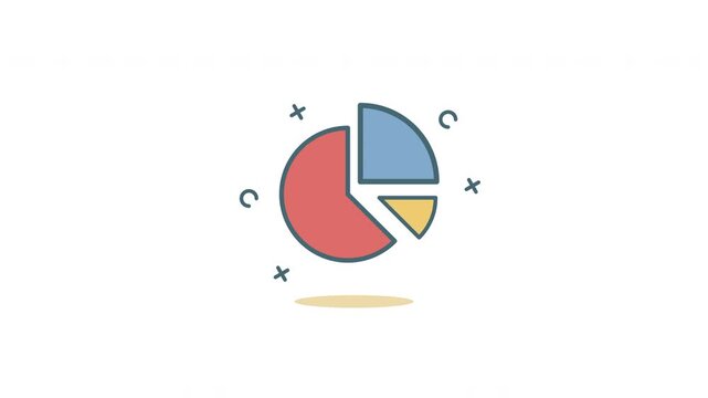Looping Pie Chart Icon Animation. Flat minimalist design of business analytics and statistic data, isolated on white background