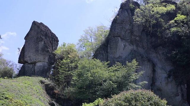 Tengu no Nageishi Rock Formation in the Oya Oddly Shaped Rocks, Utsunomiya, Tochigi, Japan &ndash; Real Time Video