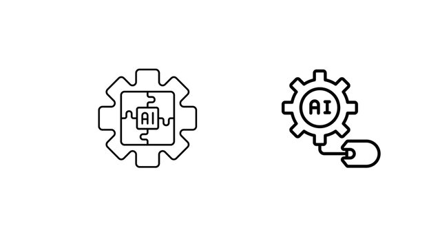 Minimal AI icon isolated on transparent background. Modern artificial intelligence PNG symbol for apps, websites, automation, technology, UI, branding and graphic design projects.